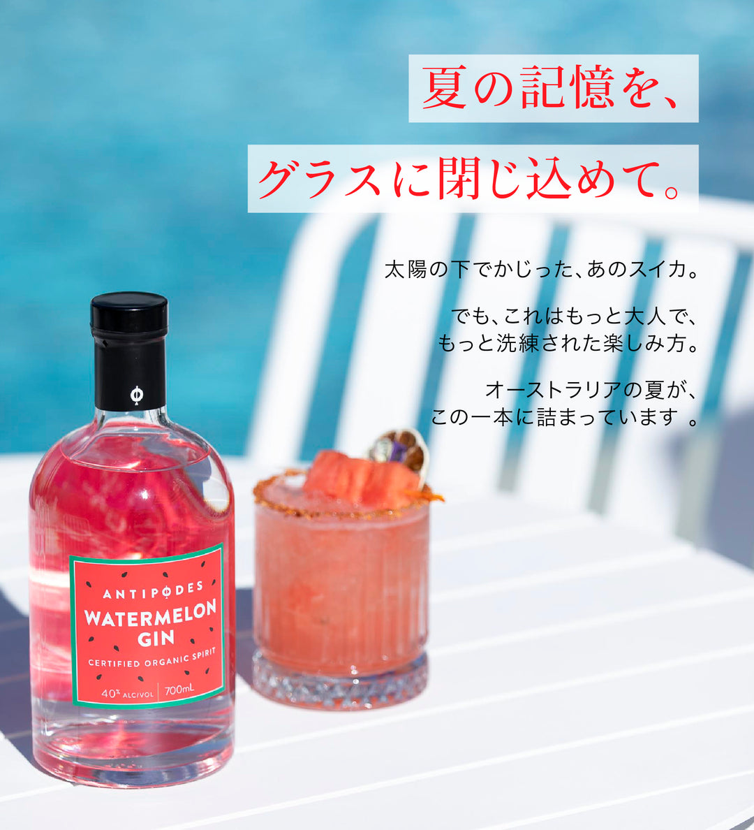 アンティポディース ウォーターメロンジン 40度 700ml 公式限定ギフトボックス&amp;オリジナルコースター付