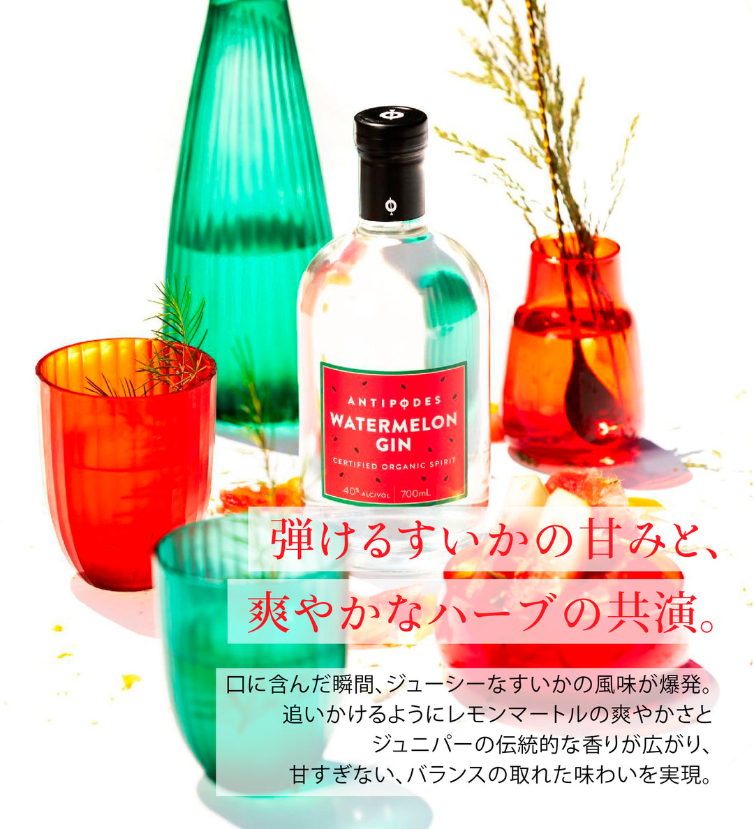アンティポディース ウォーターメロンジン 40度 700ml 公式限定ギフトボックス&amp;オリジナルコースター付